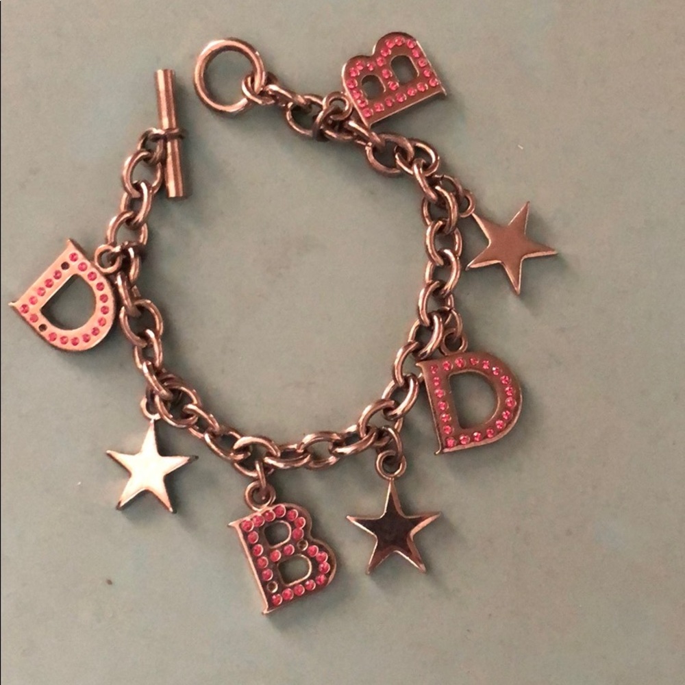 Dooney and Bourke charm bracelet pink and silver